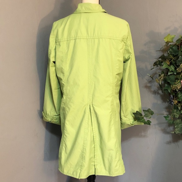 Eddie Bauer Long Green Trench Coat - Picture 3 of 7